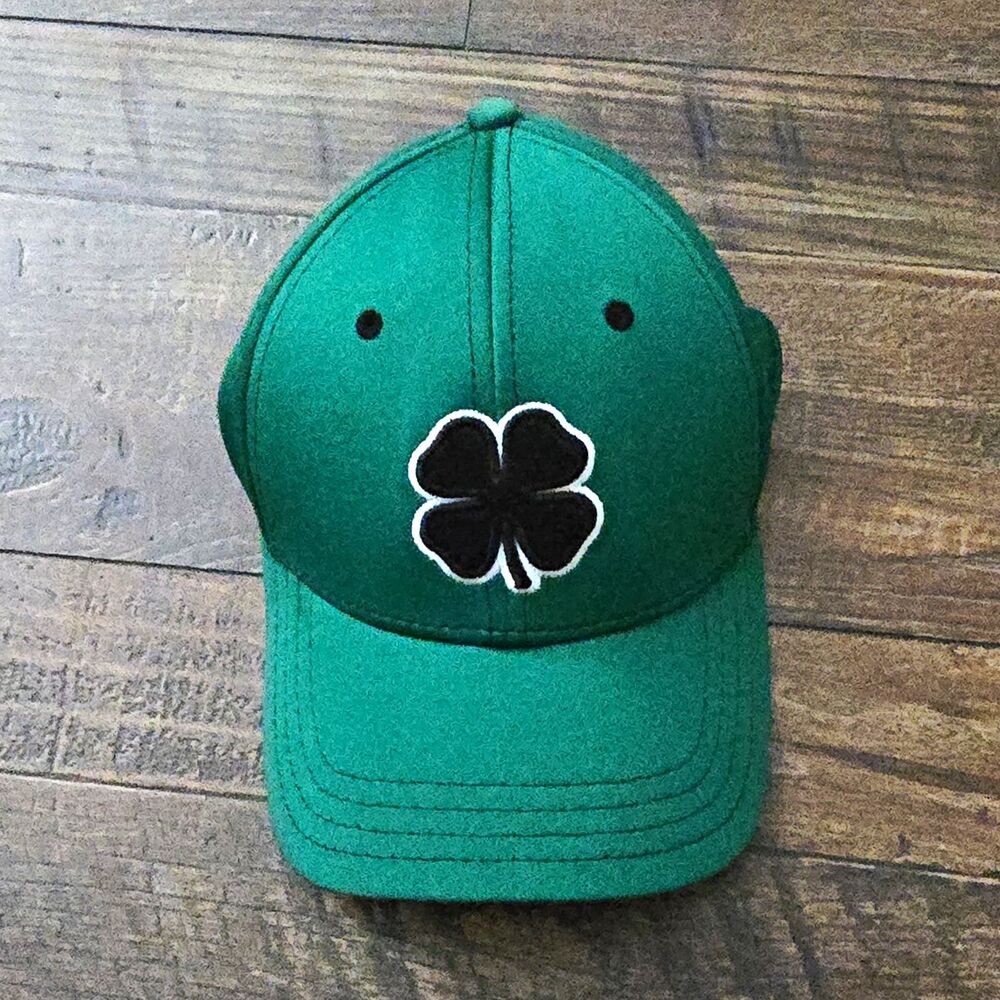 Black Clover Green & Black Solid Baseball Cap L/XL Fitted Live Lucky Clover Logo